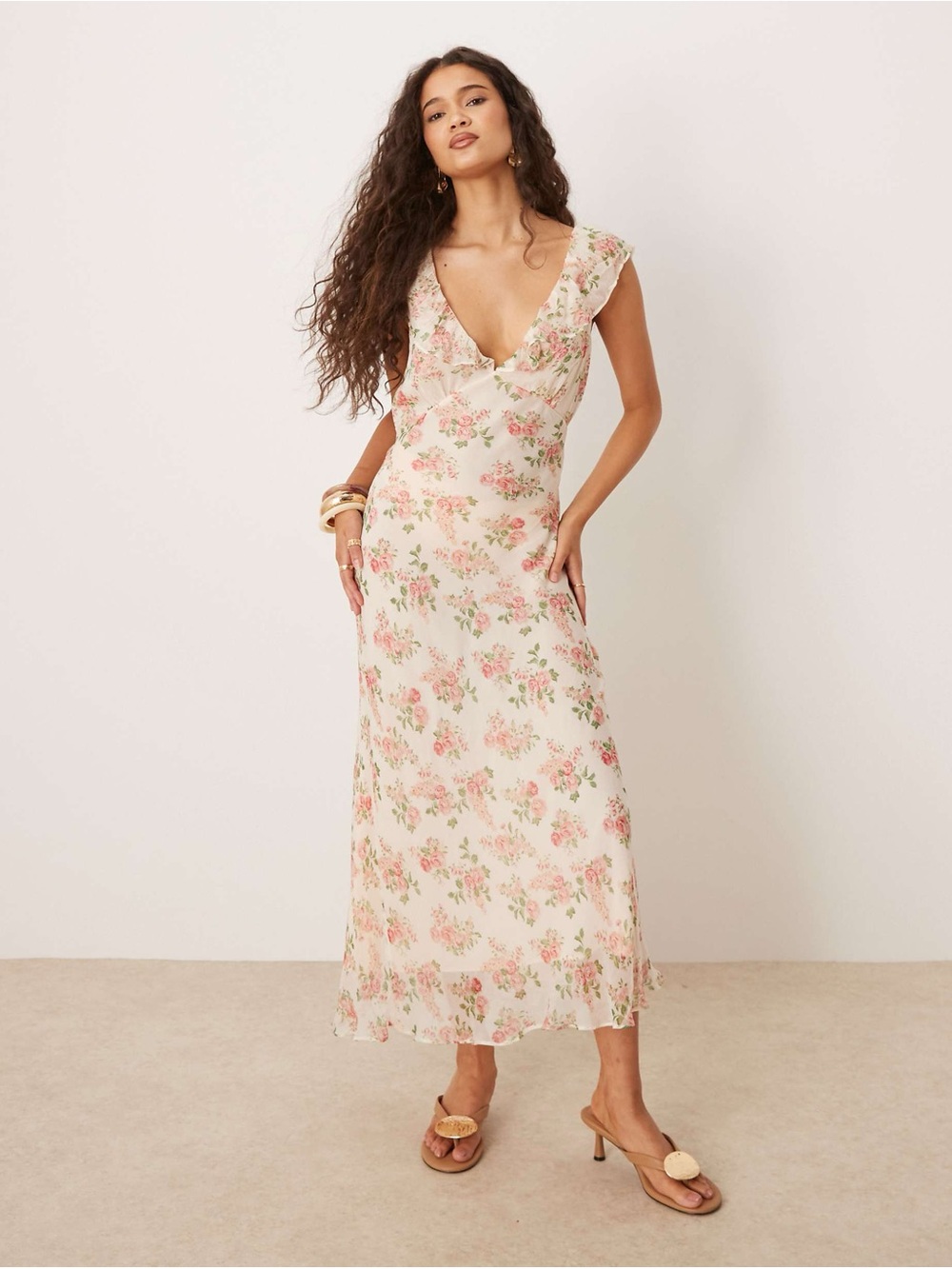 Mango V Neck Floral Maxi Dress - Picture 2 of 11